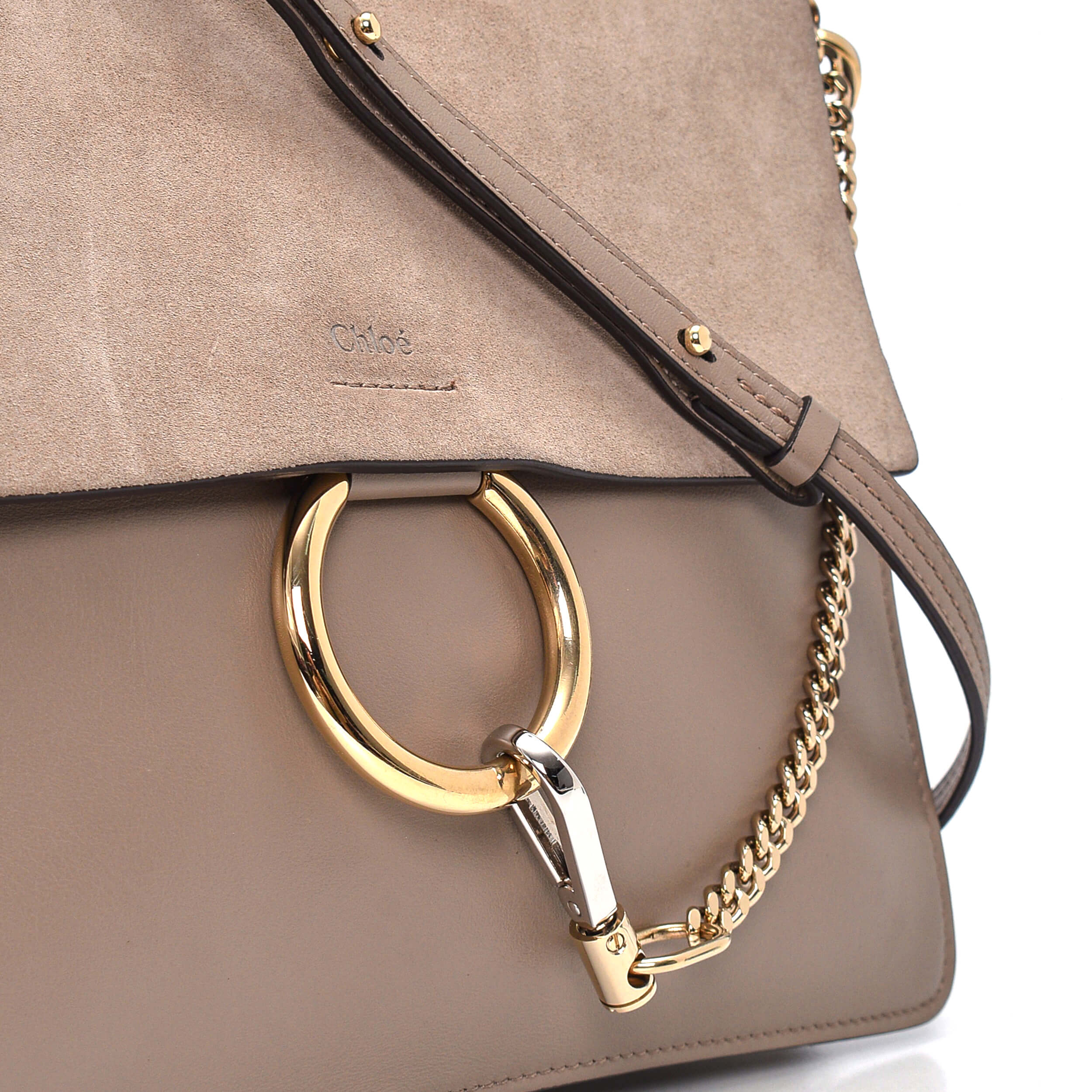 Chloe - Beige Leather Medium Faye Shoulder Bag